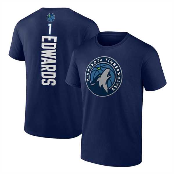 Men's Minnesota Timberwolves #1 Anthony Edwards Navy Name & Number T-Shirt,We sell and wholesale Men's Minnesota Timberwolves #1 Anthony Edwards Navy Name & Number T-Shirt on line form chian!